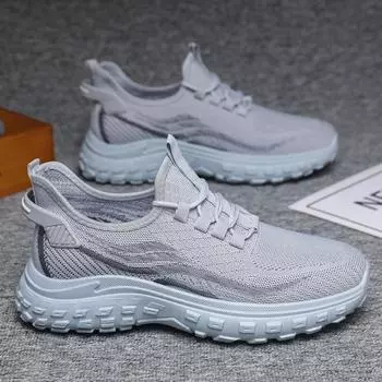 Весенние новые мужские туфли для пап. Обувь с одной педалью. Дышащая хлопковая мужская повседневная спортивная обувь. 39 серый