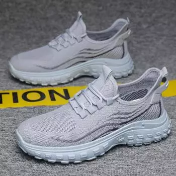 Весенние новые мужские туфли из дышащей сетки с плетением Fly, модные, универсальные, легкие, с нескользящей подошвой, для спорта и отдыха 39 чёрный