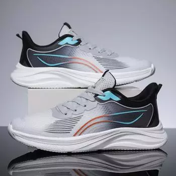 Весенние новые мужские туфли из сетчатой ткани для импорта, сверхлегкая подошва, удобная повседневная универсальная спортивная мужская обувь, кроссовки для бега 39 чёрный