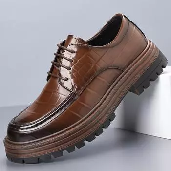 Весенние новые мужские туфли молодежные туфли с круглым носком, низкие ботинки Martin с большим носком, повседневные, модные, британский стиль 38 коричневый