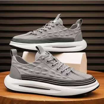 Весенние новые мужские туфли мягкая подошва универсальная трендовая повседневная обувь спортивная обувь на платформе мужская модная обувь из искусственного шелка мужская обувь 39 чёрный