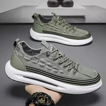 Весенние новые мужские туфли на мягкой подошве, универсальные трендовые повседневные туфли на платформе, спортивная обувь, мужская обувь из ткани Ice Silk, модные туфли для доски, мужская обувь 39