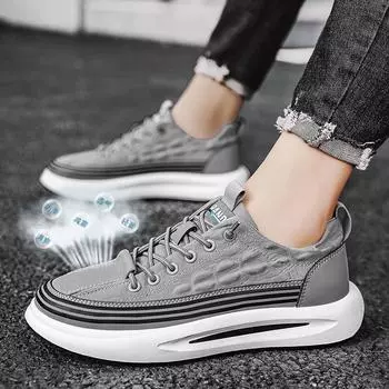 Весенние новые мужские туфли на мягкой подошве, универсальные трендовые повседневные туфли на платформе, спортивная обувь, мужская обувь из ткани Ice Silk, модные туфли для доски, мужская обувь 39