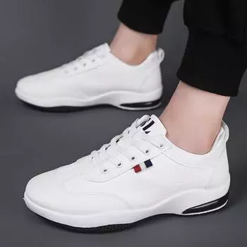 Весенние новые мужские туфли с кожаной поверхностью, спортивная повседневная обувь с мягкой подошвой, простая дорожная модная стильная одежда, легкие кроссовки 39