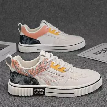 Весенние новые мужские туфли универсальные дышащие нескользящие повседневные кроссовки модные кроссовки с толстой подошвой для подростков беговые виды спорта 39 бежевый