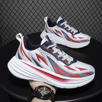 Весенние новые нескользящие дышащие повседневные мужские кроссовки в тон, увеличивающие воздухопроницаемость, спортивные кроссовки для бега D444 39 красный