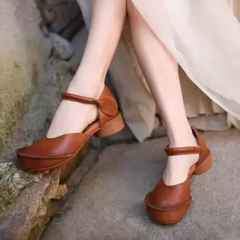 Весенние новые одинарные туфли женские с круглым носком и неглубоким вырезом на мягкой подошве с противоскользящим износостойким каблуком 35