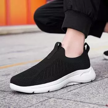 Весенние новые однопедальные ленивые туфли, дышащие модные носки, спортивная модная обувь, однотонная универсальная мужская обувь 39
