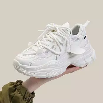 Весенние новые однотонные модные дышащие кроссовки с мягкой подошвой и сеткой, студенческая спортивная обувь для отдыха, женская обувь для папы 35
