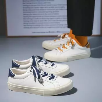 Весенние новые пары кроссовок из микрофибры, кожаная поверхность, белые туфли, универсальные парусиновые туфли, мужская трендовая студенческая повседневная обувь 35 бежевый