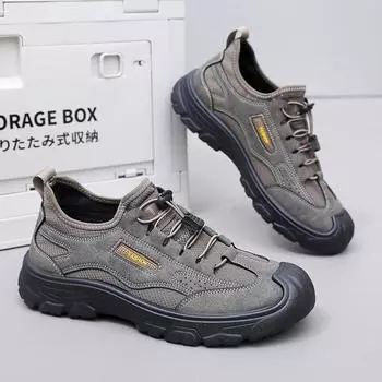 Весенние новые походные ботинки мужские уличные дышащие удобные прогулочные ботинки универсальные повседневные туфли с одной педалью на мягкой подошве для пап 39 серый