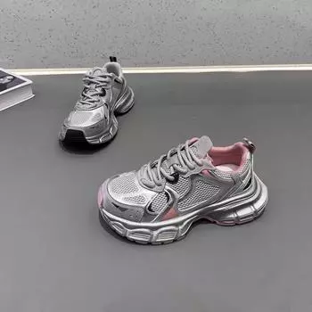 Весенние новые повседневные туфли Daddy из натуральной кожи, женские дышащие кроссовки на платформе, универсальные, в стиле ретро 35