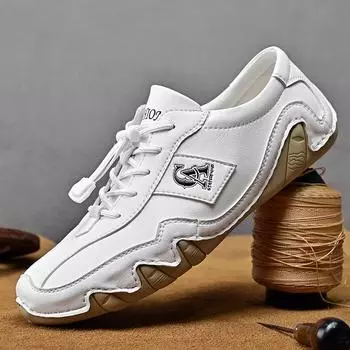 Весенние новые повседневные туфли из натуральной кожи для вождения, дышащие, мужские британские повседневные туфли Octopus Gommino с низким верхом 38