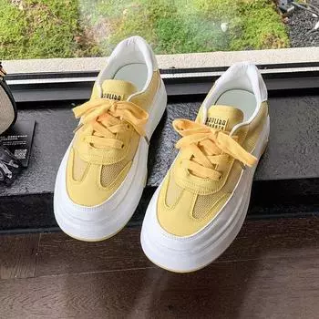 Весенние новые повседневные туфли на толстой подошве с увеличением роста, женские универсальные модные туфли-маффины, спортивная обувь, легкие универсальные кеды 35