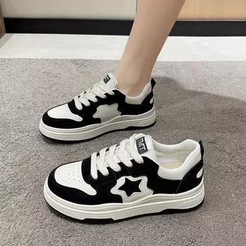 Весенние новые резиновые повседневные кроссовки с мягкой подошвой в тон, модные повседневные кроссовки на плоской подошве, кроссовки в студенческом стиле со звездным узором, женская мода 35