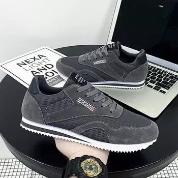 Весенние новые сетчатые мужские кроссовки легкие уличные беговые повседневные дышащие мужские туфли универсальные модные трендовые туфли 39 серый