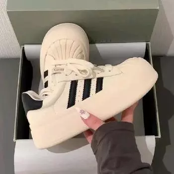 Весенние новые студенческие повседневные туфли на круглой платформе белого цвета Туфли на плоской подошве 35 белый