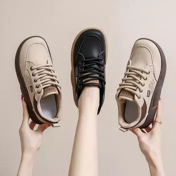 Весенние новые студенческие туфли Модные туфли Универсальные туфли на платформе Повседневная обувь 35 чёрный