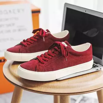 Весенние новые туфли для мужчин Повседневная обувь Искусственный нубук Плоские туфли для скейтбординга Уличная мода Цветные кроссовки на шнуровке 38 чёрный