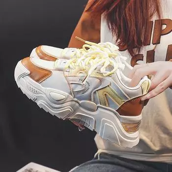 Весенние новые туфли для папы, женская модная обувь, обувь на платформе, увеличивающая рост, повседневные кроссовки, кроссовки для бега 35