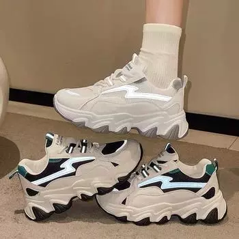 Весенние новые туфли Ins Модные маленькие белые туфли из натуральной кожи Белые туфли Женские спортивные и развлекательные туфли для сноуборда 35 чёрный