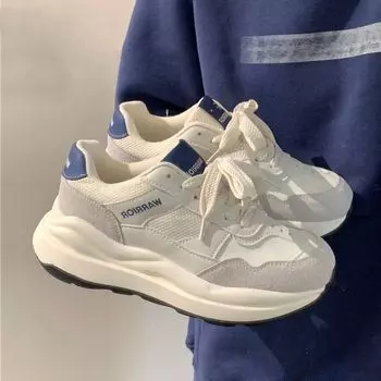 Весенние новые туфли Ins Модные маленькие белые туфли из натуральной кожи Белые туфли Женские спортивные и развлекательные туфли для сноуборда 35 синий