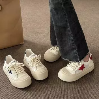Весенние новые туфли Ins Tide Little White Shoes Белые туфли Женские спортивные и развлекательные туфли для сноуборда 35 красный