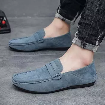 Весенние новые туфли-лоферы мужские туфли Doudou обувь флип-хед тренд британская ленивая обувь с одной педалью полуперетаскивание для вождения 39