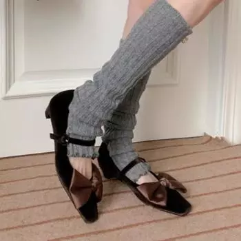 Весенние новые туфли на грубом каблуке женские с квадратной головкой и неглубоким воротом с узлом-бабочкой и противоскользящими износостойкими высокими каблуками 35