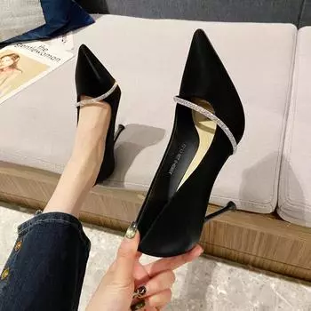 Весенние новые туфли на высоком каблуке Water Diamond с острыми тонкими каблуками для женщин, свадебные туфли большого размера, каблуки для женщин 35