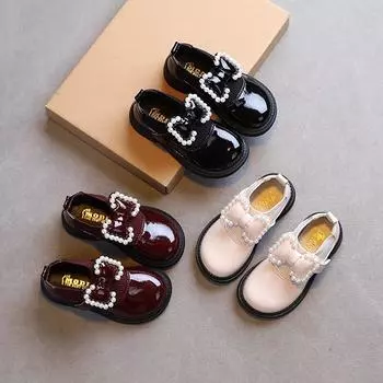 Весенние новые туфли принцессы с бантиком для девочек, корейское издание, универсальные большие и маленькие кожаные туфли, одиночные туфли в западном стиле 21 белый