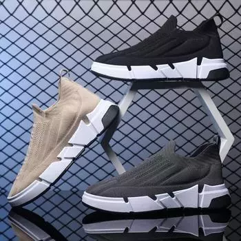 Весенние новые туфли-слипоны, летающие тканые дышащие спортивные повседневные туфли с высокой эластичной мягкой подошвой, мужские туфли большого размера 39