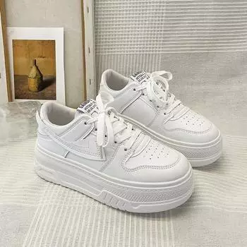 Весенние новые туфли в стиле колледжа Ins универсальные белые туфли на платформе для девушек-студенток повседневные спортивные туфли для катания на коньках 35 белый