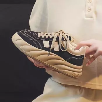 Весенние новые универсальные повседневные женские туфли Ins с круглым носком и толстой подошвой из парусины 35