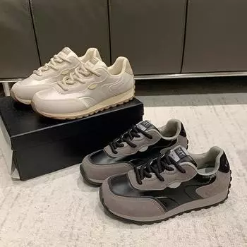 Весенние новые вафельные туфли в стиле ретро с мягкой подошвой Cortez, женские легкие кроссовки для бега 35 чёрный