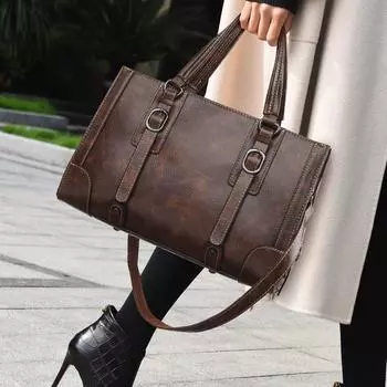 Весенние новые винтажные женские сумки французская легкая роскошная высококачественная женская сумка-мессенджер из искусственной кожи для отдыха и бизнеса, сумка-тоут, которую можно носить через плечо или на одном плече кофейный