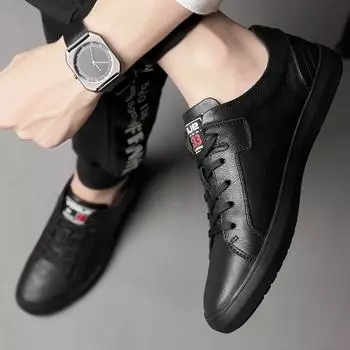 Весенние новые замшевые мужские туфли, повседневная обувь-оксфорды, классические кроссовки, удобная обувь, мужская обувь в корейском стиле 37 чёрный