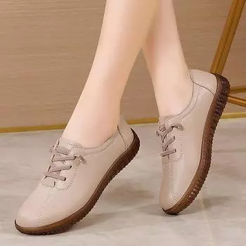 Весенние новые женские бахилы, туфли на одну ногу, повседневные туфли на плоской подошве, удобные женские туфли на мягкой подошве 35 бежевый