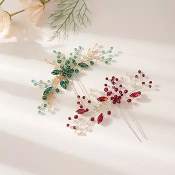 Весенние новые женские головные уборы корейские простые ручные модные зеленые призрачные стразы хрустальные заколки для волос аксессуары для волос красный