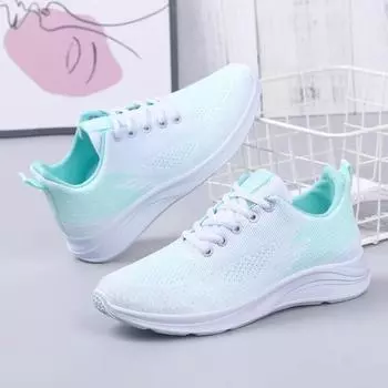 Весенние новые женские кроссовки Flying Weave Mesh Sport Casual Lightweight Soft Sole Running Shoes Chaussure Femme Zapatillas Mujer Female 35 зелёный
