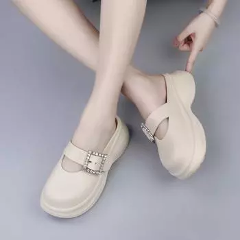 Весенние новые женские повседневные удобные полутапочки на толстой подошве мягкие модные сандалии женская обувь 36