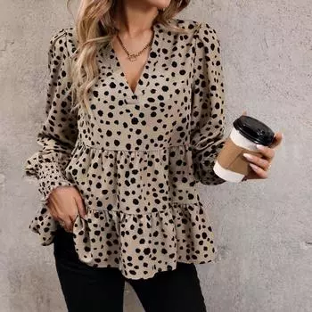 Весенние новые женские рубашки с длинными рукавами и леопардовым принтом, женские элегантные блузки, женские топы S хаки