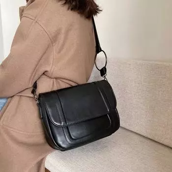 Весенние новые женские сумки для текстуры большой емкости ретро сумка через плечо женская повседневная универсальная черная сумка для поездок на работу (30cm<Max Length<50cm)