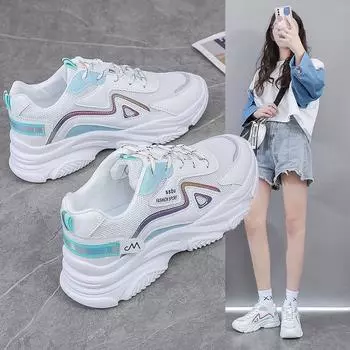 Весенние новые женские туфли Daddy Shoes на толстой подошве, корейская версия, дышащая универсальная повседневная обувь для женщин 35