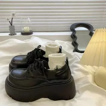 Весенние новые женские туфли из кожи на толстой подошве, чувственный нишевый дизайн, универсальные туфли в стиле ретро с большим носком, Zapatos Mujer 35
