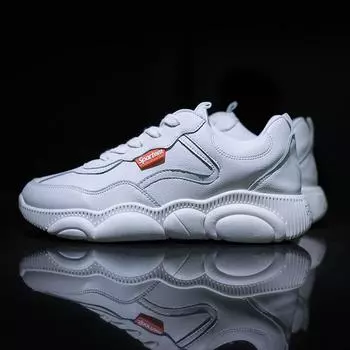 Весенние новые женские туфли повседневные дышащие ПУ подошва белые спортивные туфли литьевые студенческие туфли 35 белый