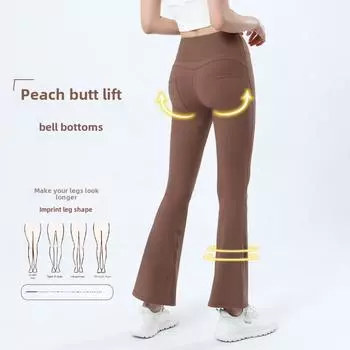 «Весенние облако-чувственные женские брюки для йоги телесного цвета с высокой талией и подъемом бедер» Large