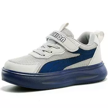 Весенние/осенние детские кроссовки для девочек, легкие спортивные модные кроссовки для мальчиков, кроссовки на липучках для девочек 28 синий/серый