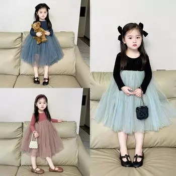 Весенние платья для девочек, платье-пачка принцессы из мягкой пряжи, вязаное хлопковое платье с длинными рукавами для детей