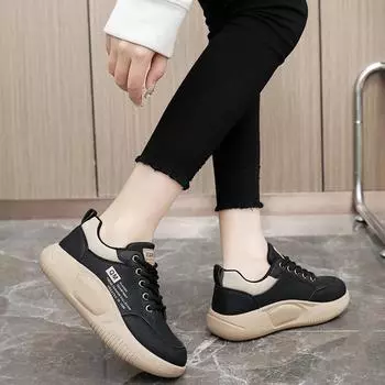 Весенние повседневные кроссовки, обувь на толстой подошве, увеличивающая рост, спортивная женская обувь корейского образца, модная женская обувь для уличной фотографии 40 белый